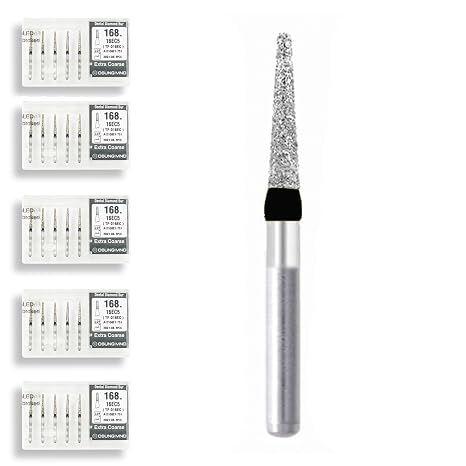 Conical, Truncated 1.6 mm Dia. Extra Coarse Grit Diamond Dental Bur 25 Pcs. 168.16EC5