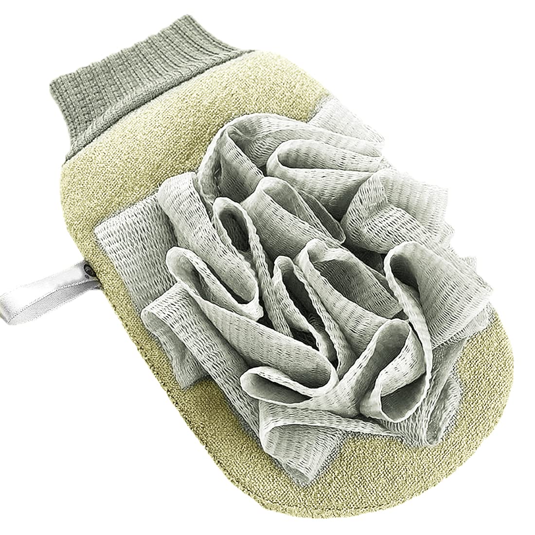 Loofah Sponge，2 in 1 Exfoliating Gloves and Exfoliating Loofah Sponge，Shower Loofah for Women & Men, Reusable Body Scrubber