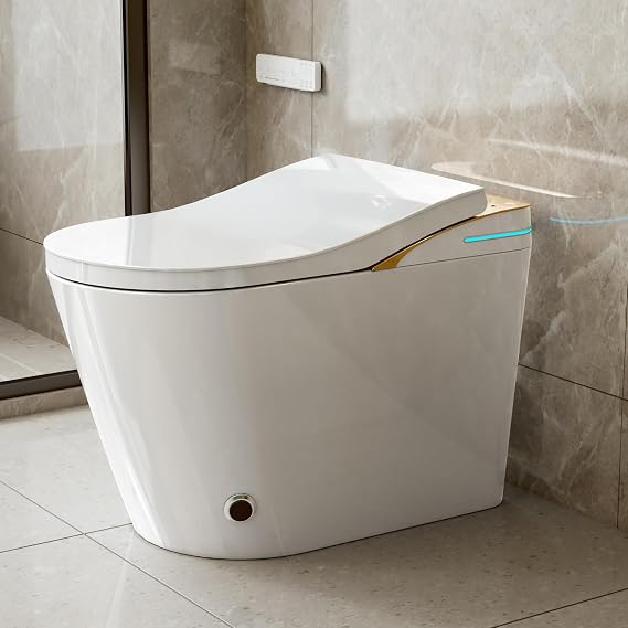 Smart Toilet,One Piece Bidet Toilet for Bathrooms,Modern Elongated Toilet with Warm Water,Dual Auto Flush,Foot Sensor Operation,Heated Bidet Seat,Electric Tankless Toilets with LED Display K1