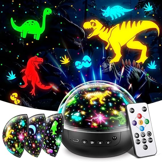 Staryou Gift Box Kids Night Light Projector, 3 Films & 93 Colors 3 Year Old Boy Toys, [5 Brightness & Remote Control] 3 Year Old Boy Birthday Gift, Rotate Christmas Gifts for Kids Gifts