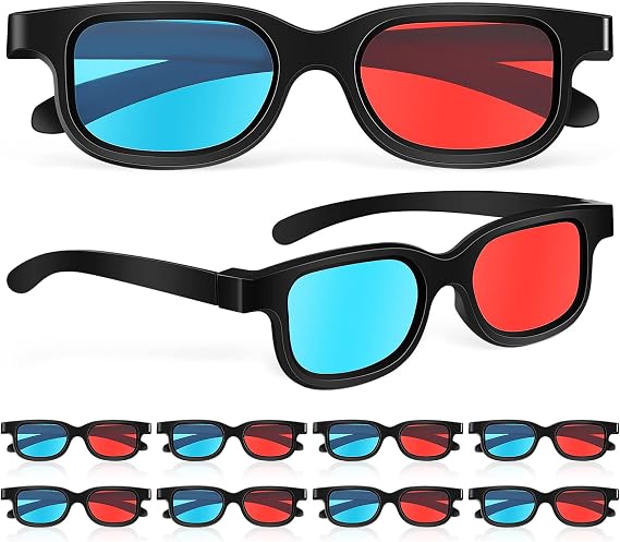 Milisten 10 Pack 3D Glasses Red Cyan Anaglyph 3D Glasses for Movies Games and Pictures Compatible with Tvs Projectors Computer Monitors Home Theater Viewing