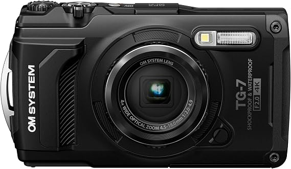 OM SYSTEM Olympus Tough TG-7 Black Underwater Camera, Waterproof, Freeze Proof, High Resolution Bright, 4K Video 44x Macro Shooting (Successor Olympus TG-6) | 4K Video 44x Macro Shooting Successor -6, High Resolution Bright, Freeze Proof