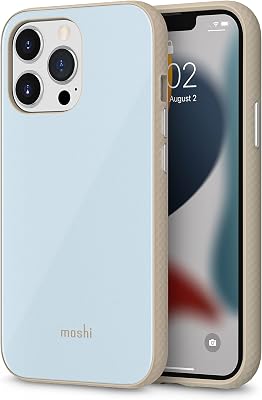 Moshi iGlaze Case Compatible with iPhone 13 Pro, Military-Grade Drop Protection, Non-Slip, SnapTo Series, Adriatic Blue