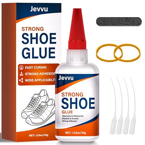 Jevvu Shoe Glue, Heavy Duty Shoe Goo, Super Shoe Sole Repair Adhesive Kit for Boot, Sneaker, Leather Waterproof, Fast Drying, Long-Lasting Bond (Shoe Glue 35g)