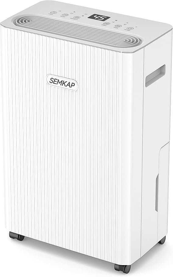 2500 Sq.Ft Dehumidifier for Basement with Drain Hose, SEMKAP 32 Pints Dehumidifiers for Home, Large Room, Bathroom, Bedroom, Low Noise With Smart Compressor, Intelligent Humidity Control, 24HR Timer