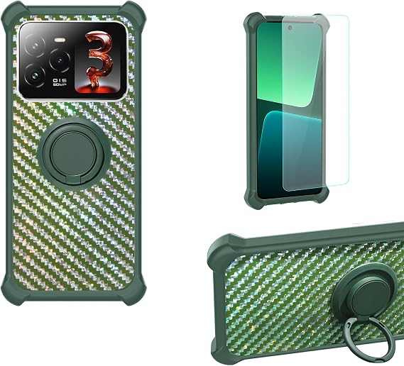 Aroepurt Case Compatible for Lava Agni 3 5G Phone Case Cover [with Tempered Glass Screen Protector] PC + Silicone [360 Metal Ring, Magnetic Car Mount] TZZH-LV
