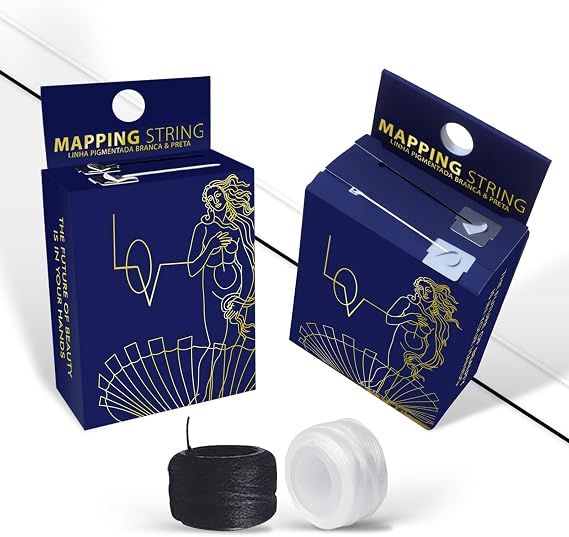 2in1 Dual String Pre-Inked Brow Mapping String Black White PMU Thread 200ft