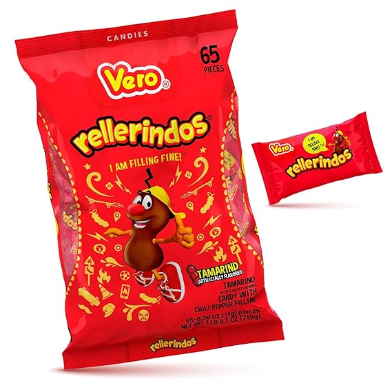 Vero Rellerindos Tamarind Hard Candy, Mexican Candy, 65 Count Bag