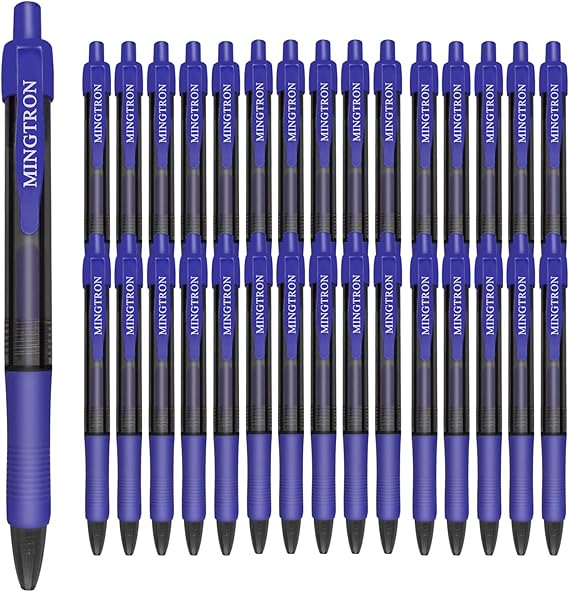 30 Pack No Smear blue Ink Retractable Fine Point Gel Pens Bulk, 0.5MM