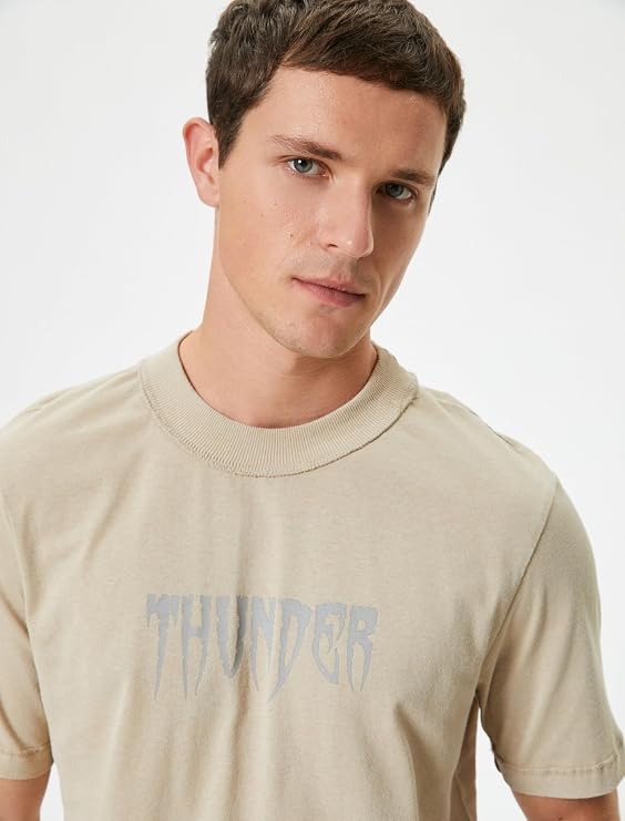 Printed T-shirt Bicycle Collar Short Sleeve Cotton