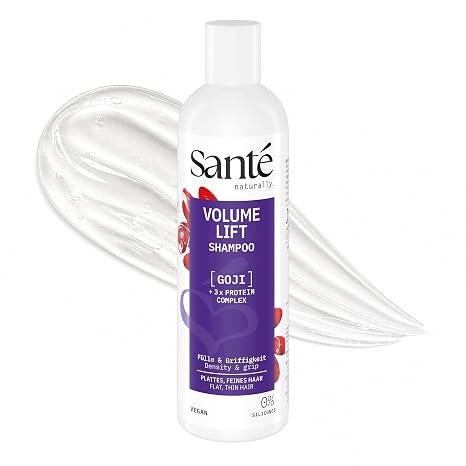 SANTE Naturkosmetik Volume Lift Shampoo - 250 ml - with Organic Goji & Triple Protein Complex - for Fine & Flat Hair - Silicone-Free & Vegan - Dermatologically Tested