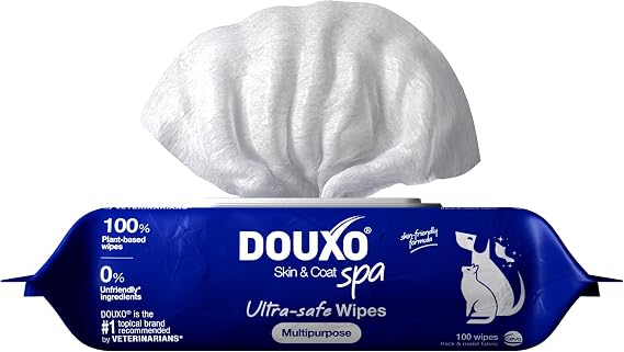 DOUXO SPA Dog Wipes for Paws, Butts, Tear Stains and Cleaning, 100 Wipes