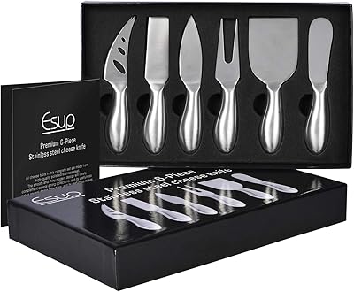Esup Cheese Knife Set Premium 6-Piece Stainless Steel Cheese knives Set with Gift Box for Weddings, Housewarming, Anniversaries, Birthday and Christmas