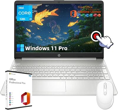 HP Laptop for Business and Student - with Microsoft Office Lifetime License 15.6 HD IPS Touchscreen Intel 6-Core i3-1215U Processor Wi-Fi 16GB RAM 1TB SSD HD Camera Win 11 Pro