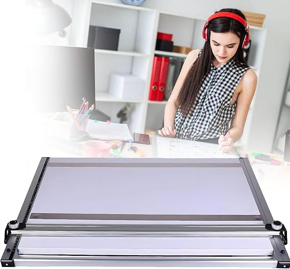 A2 Drawing Board Parallel Motion, Drafting Board Architectural Bar with Pressure Paper Strip, 6-Level Tilt Angle/2 Specifications, for Drawing,60 * 45CM