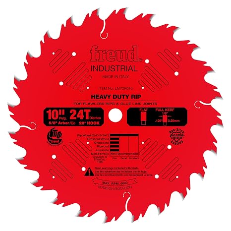 Freud Heavy-Duty Rip Saw Blade - 10" Diameter, 24 Teeth, 5/8" Arbor