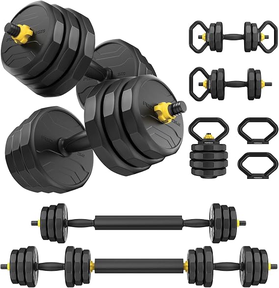 FEIERDUN Adjustable Dumbbells Set, 48/68/88lbs Free Weight Set with 4 Modes, Used as Barbell, Kettlebells, Push up Stand, Fitness Exercises for Home Gym Suitable Men/Women