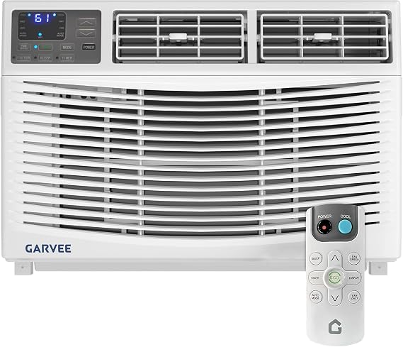 Garvee 12000 BTU Window Air Conditioner Unit with Remote Control, Cools Rooms Up to 550 Sq ft, 3 Cooling & Fan Speeds Quiet Operation, Digital Display, Easy Install Kit, for Bedroom, Office