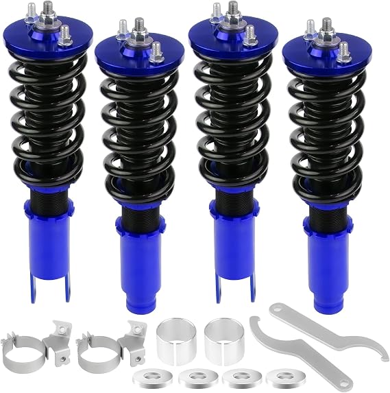 BHB Adjustable Coilovers Compatible with Honda Civic 1996-2000, CRX 89-91, Delsol 93-97, Acura Integra 94-01 Coil Spring Absorber Struts Suspension Lowering Kit Blue