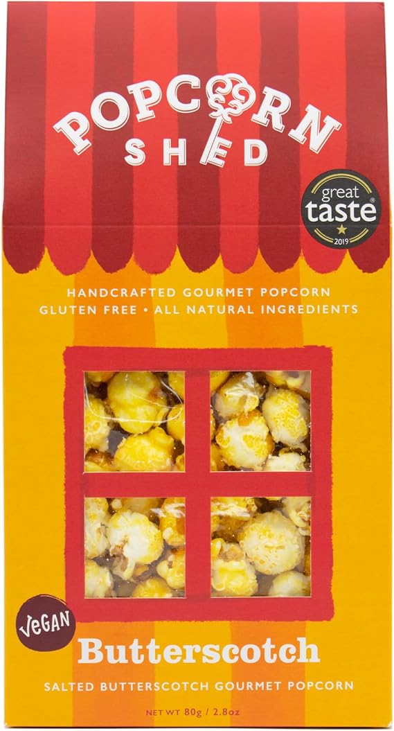 Popcorn Shed Butterscotch Gourmet Popcorn (1 x 80g) - Vegan Salted Butterscotch Gourmet Popcorn, Easy & Low Calorie Snack, Perfect for Parties, Movie Nights & Gifting