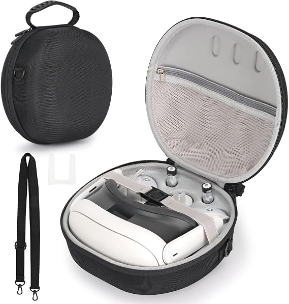 Hard Carrying Case for Meta/Oculus Quest 3 VR Gaming Headset & Touch Controller, Waterproof Portable Travel Storage Bag with Shoulder Strap for Quest 3 Accessories, Black