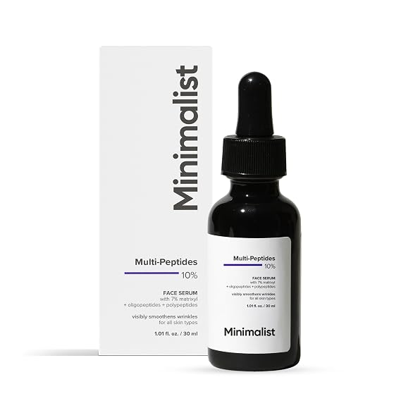 Minimalist Multi Peptide + Hyaluronic Acid Anti Aging Serum for Crow's Feet, Fine Lines, Wrinkles, Firmness, Elasticity | Matrixyl 3000 & Bio-Placenta | For Women & Men | 1 Fl Oz / 30 ml