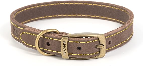 Ancol Timberwolf Leather Collar Sable Size 4, To Fit Neck 35-43 cm, Collar Width 1.9 cm