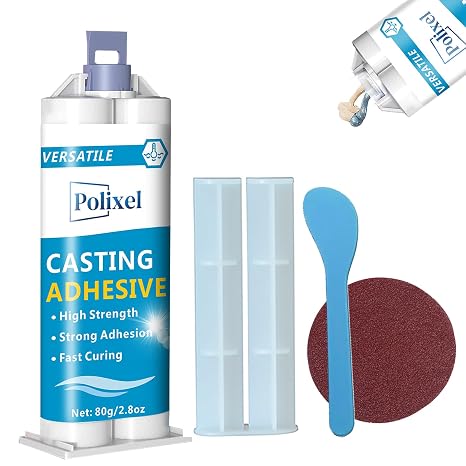 Casting Adhesive Heavy Duty Weld Waterproof Cement Epoxy for Concrete, All-Purpose Resin Glue for Concrete, Plastic, Metal, Glass, Heat Resistant AB Tubes for Metal Panel Bond Repair - 2.8oz/80g