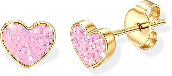FIBO STEEL 925 Sterling Silver Stud Earrings for Women 1 Pair