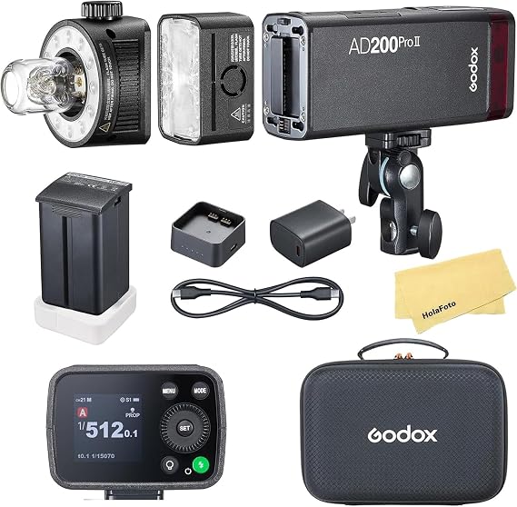 GODOX AD200 Pro II AD200Pro II AD200ProII 200Ws TTL Pocket Flash Strobe | 2.4G TTL 1/8000 HSS,500 Full Power Flashes,0.01-1.8s Recycle Time for Canon Sony Nikon Fujifilm Olympus Panasonic Etc Cameras