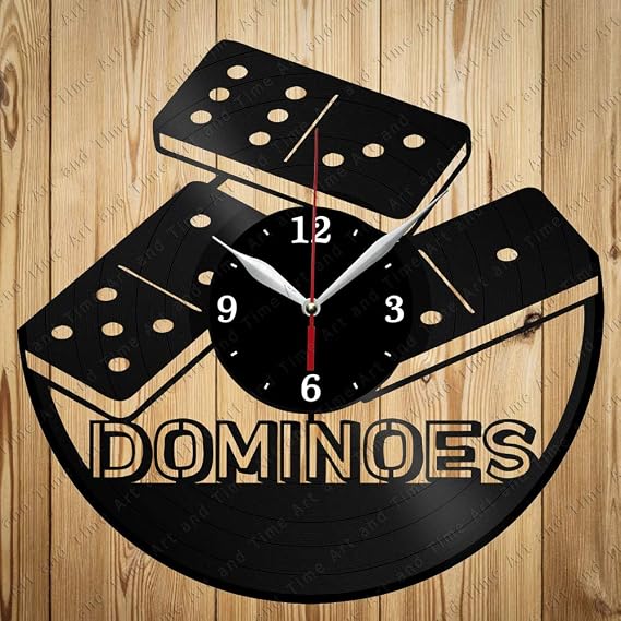 Dominoes Art Decor Home Wall Clock Black Original Gift Unique Design