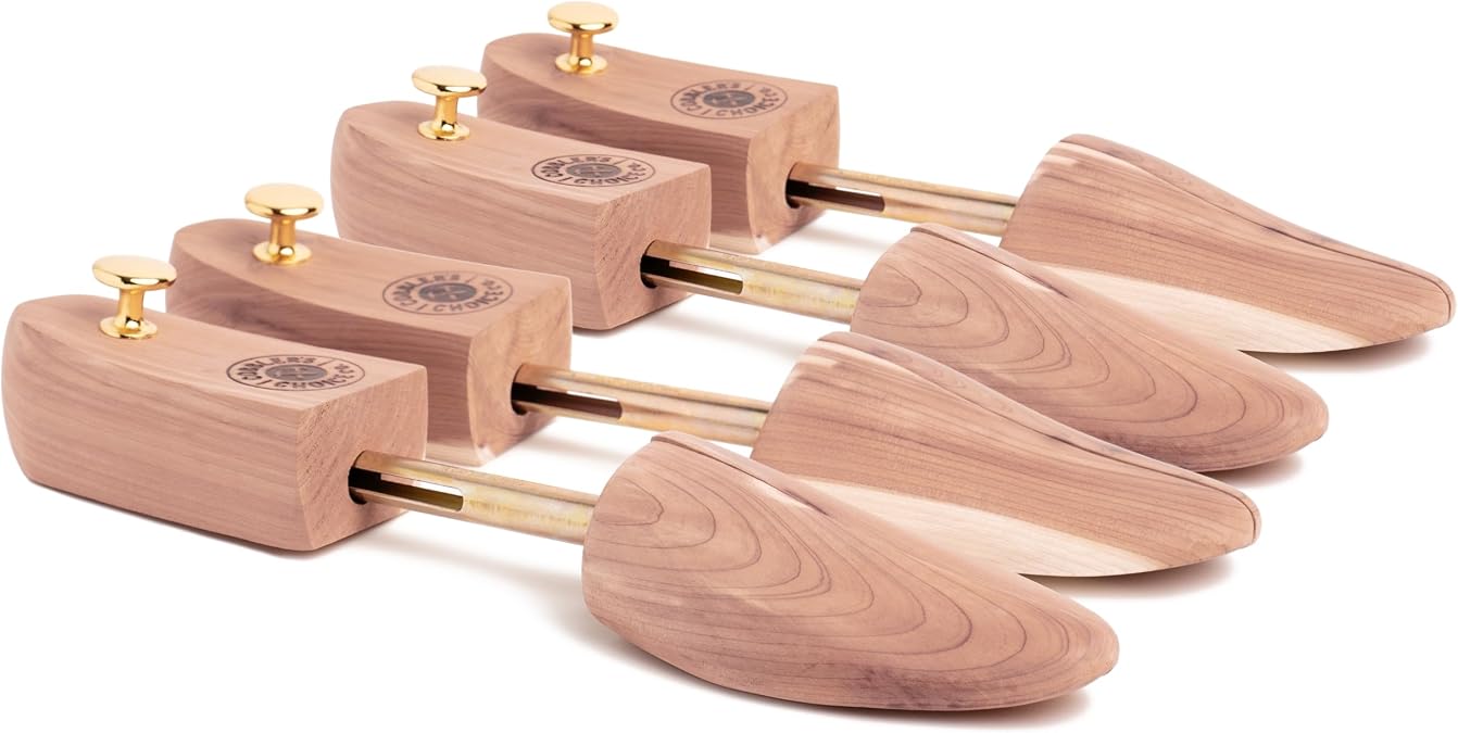Cobbler's Choice Cedar Shoe Trees for Men - Wooden Split Toe - 2 Pack
