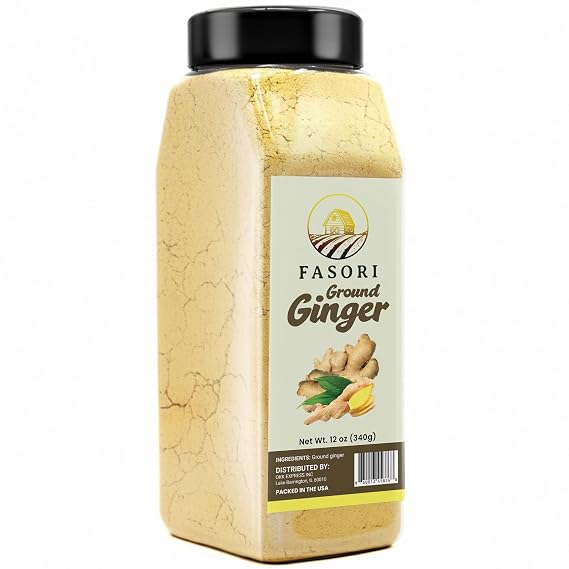 Fasori Ground Ginger Powder 12 oz (340 g) Premium Fine Ginger Root, Fresh & Aromatic, Perfect for Cooking, Baking, Smoothies & Tea