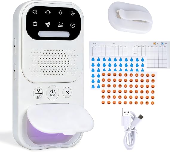 Wireless Bed Wetting Alarm with High Sensitivity Sensor, White