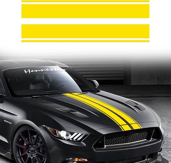 63''x13'' Racing Body Stripes Stickers,Cars Hood Vinyl Decals,Car Pattern Sticker (Yellow)