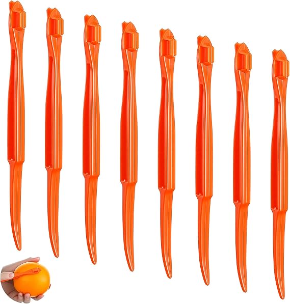 8Pcs Orange Peeler Tools, Plastic Citrus Peel Cutter, Lemon Citrus Peel Cutter Vegetable Slicer Fruit Tools Easy Fruit & Vegetable Remover & Cutters with Long Handle Kitchen Gadgets Accessories