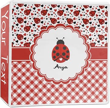 Personalized Ladybugs & Gingham 3-Ring Binder - 2 inch