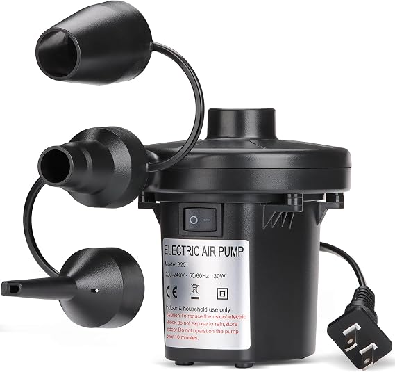 Electric Air Pump for Pool Inflatable, AC/110V 130w - Quick Fill Air Bed Pump with 3 Nozzles, Air Mattress Pump inflator for Swimming Ring for Outdoor Camping, Inflatable Cushion