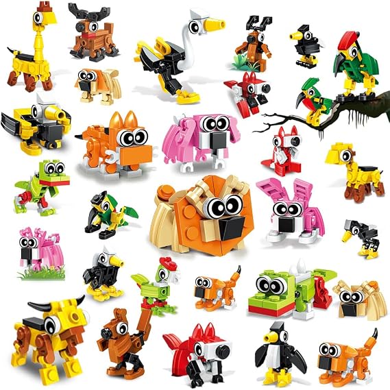 20 Pack 3-IN-1 Party Favors for Kids Animal Building Sets for Boys Girls 6+ | Building Block Party Favors for Goodie Bags Fillers Christmas Stocking Stuffers Classroom Prizes Treasure Box Birthday Gifts