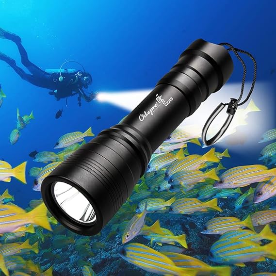 WD43PRO 1050 Lumens Diving Torch 492ft Underwater Dive Torch LED Scuba Diving Flashlight Night Diving Light Waterproof Dive Lamp IP68 for Night Diving Camping Fishing
