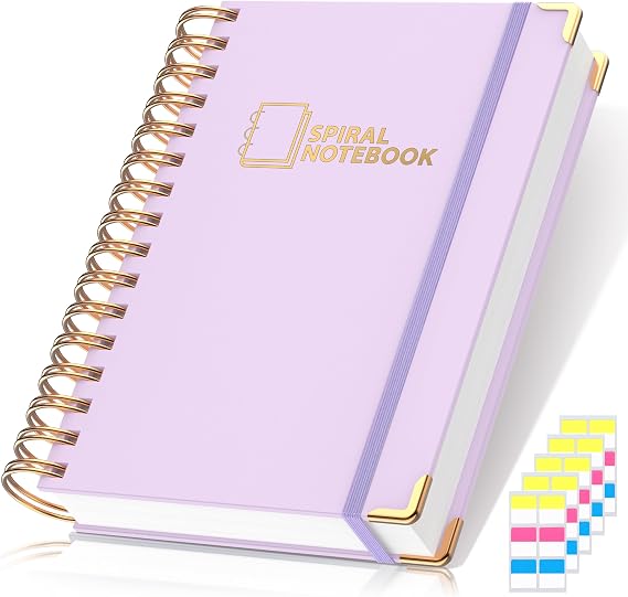 A5 Spiral Journal Notebook, Hardcover College Ruled 300 Page Purple