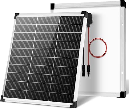 Solar Panels N-Type 16BB 50W Solar Panel, 50 Watt Solar Panel 18V A+ Monocrystalline Cell 25% High Efficiency, for RV Van Marine Home Rooftop Off-Grid Systems (22.8" x 20.3", Single Silver)