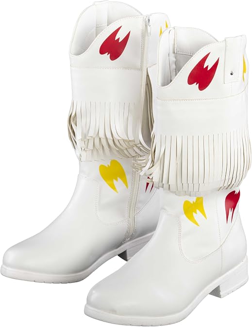 Ultimate Wrestler Warrior White Boots with Logo Halloween Costume Cosplay