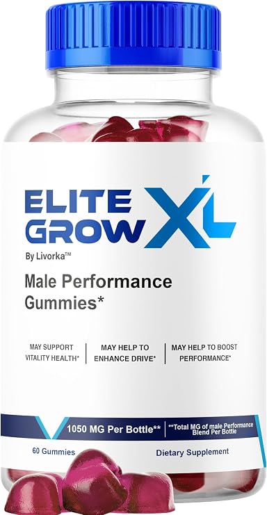 Elite Grow XL Gummies, Official EliteGrow XL Gummies, EliteGrow XL for Men Gummies, Supplement Support Premium Formula - All Natural Gummys, 60 Gummies for 1 Month