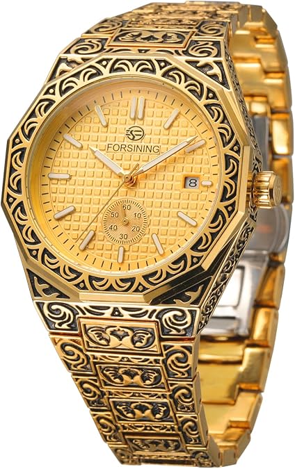 FORSINING Men's Fashion Vintage Watch Automatic Watch for Men Waterproof Date Minimalist Mechanical Wrist Watch with Stainless Steel Bracelet