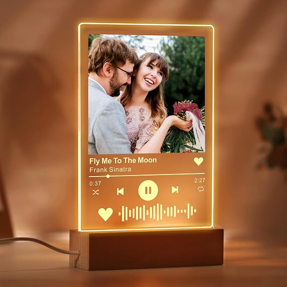 EDSG Personalised from Spotify Plaque Music Plaque Photo Gifts 7Colors Night Light Valentines Gifts for Him Her Women Boyfriend Girlfriend Birthday Christmas Anniversary (Spotify Plaque)