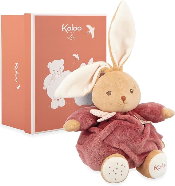 KALOO - Burgundy Rabbit Soft Toy 17 cm - Ultra-soft and fluffy plush for babies - Soft companion from birth - Ideal size for small hands - Birth gift - K214009