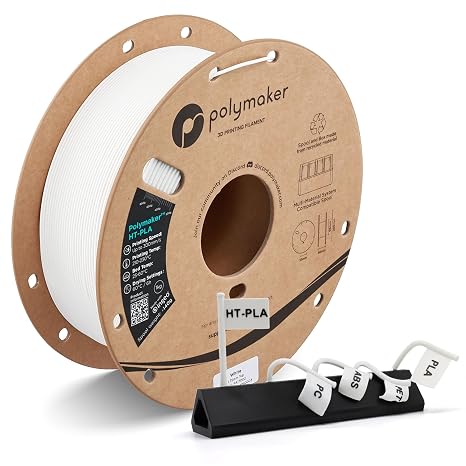 Polymaker HT-PLA Filament 1.75mm White 1KG, High Temp PLA, Neatly Wound