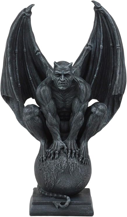 Ebros Devil's Carnal Grip On The World Lucifer Satan Crouching On The Globe Statue 11.75" Tall Occultic Church of Satan Apocalyptic Sculpture