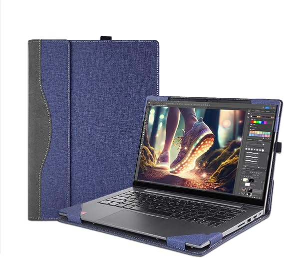 Laptop Cover Case for 16 inch Lenovo Yoga 7 2-in-1 16AHP9 /16IML9 & Yoga 7 16'' Series & Yoga Slim 7 Pro 16ACH6 16ARH7 16IAH7,PU Leather Protective Shell Detachable Laptop Bag Accessory (Dark Blue)